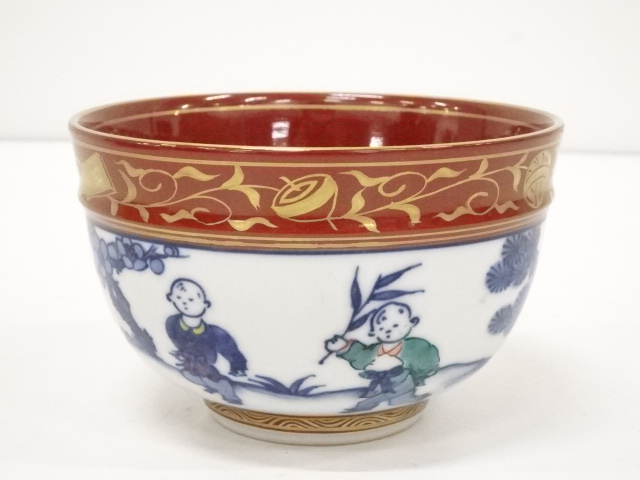 道具 ] - 道具 京焼 桃山窯造 金襴手色絵唐子図茶碗（共箱） | ネット